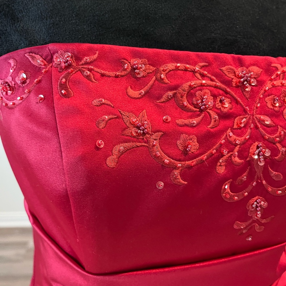 David's Bridal One Shoulder Red Dress - Picture 8 of 8